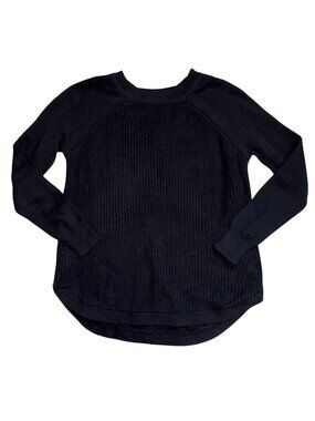 RD Style Round Neck Ribbed Knit Sweater-Black-Size Large-GUC